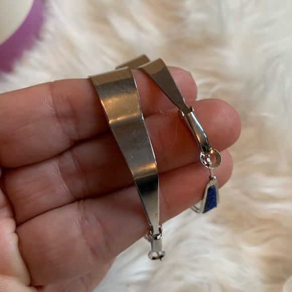 NEW Boutique Blue Mia Glitter Silver Hoop Earrings - Picture 7 of 7